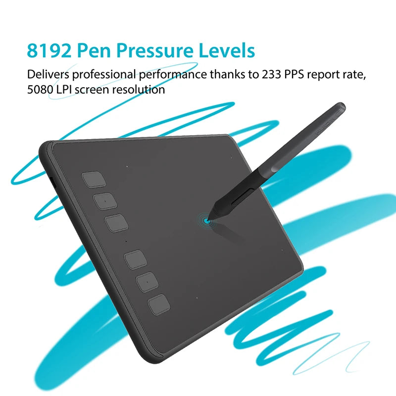 HUION H640P 6x4 inch Digital Tablets Graphic Drawing Pen Tablet 6 Press Keys Stylus Battery-Free Pen for OSU Games Android Mac